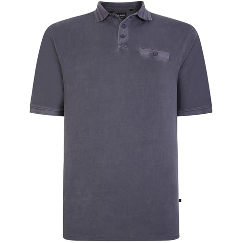 KAM Distressed Washed Polo Schiefer